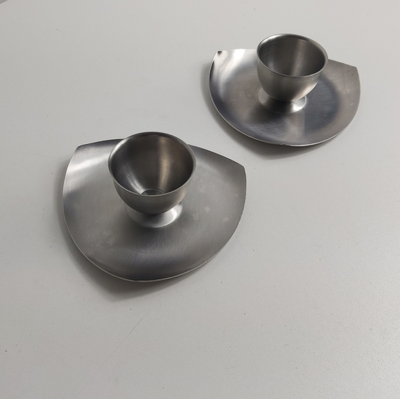 Vintage pair Stainless Steel egg holders - Picture 4 of 13